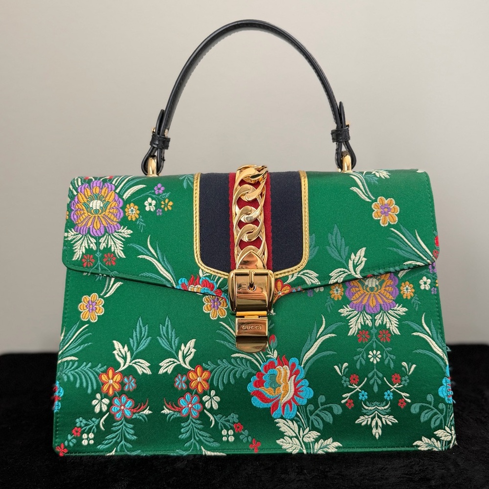 Gucci Sylvie Jacquard Top-Handle Bag